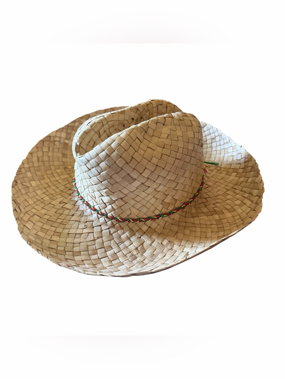 Unisex Vintage Woven Straw Western Cowboy Hat Size 7 3/8
